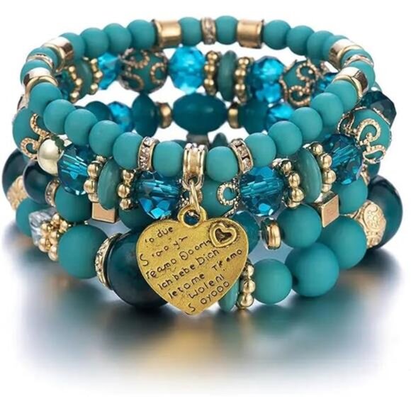 Boho beaded bracelet set stackable crystal multilayer bangle women fashion style - Picture 7 of 7